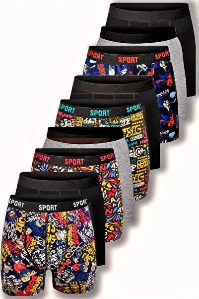 DeeAn Vzorované obyčejné smíšené pánské bavlněné boxerky po 9 baleních