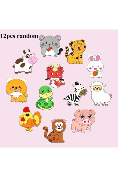 Choice مجموعة مغناطيسات ثلاجة عشوائية مكونة من 12 قطعة على شكل حيوانات لطيفة،...