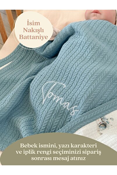 Mouliss %100 Pamuk Waffle Yumuşak Dokulu Bebek Battaniyesi 80x75 cm - Kişiye ...