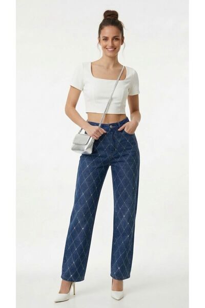 nd jeans Blugi pentru femei - Pantaloni de blugi premium cu model Baklava, cu...