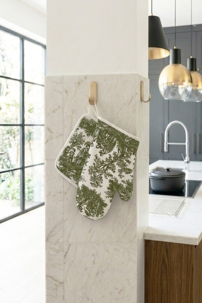 DEKOMOD 2-Piece Kitchen Glove Set French Country Pattern Thermally Insulated ...