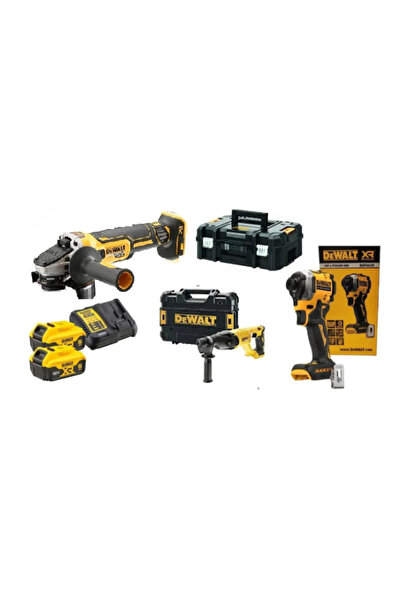 Dewalt Dcf850Tork Vidalama+Dch133Kır-del+Dcg405AvuçTaşlama+2x5AhAkü1xDolum cihzı