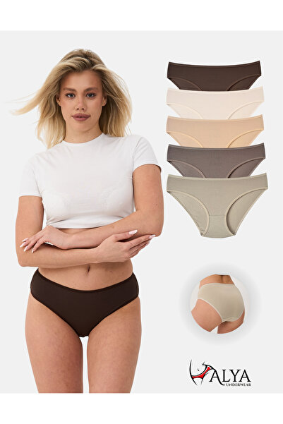ALYA UNDERWEAR Γυναικεία Σλιπ - Καφέ Αποχρώσεις, Πακέτο 5 τεμαχίων, Βαμβακερά...