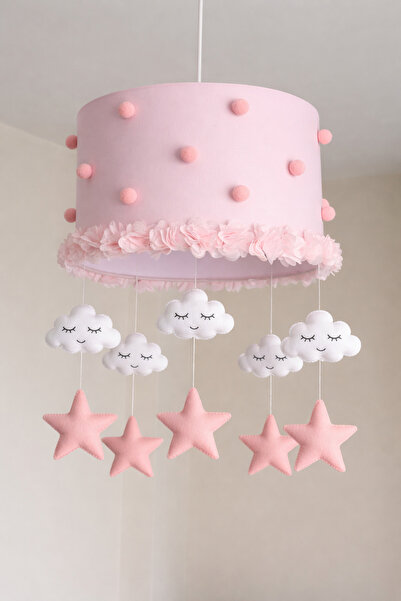 SefDen Lazer Kesim Atölyesi Pembe Bulut Yıldız Bebek Odası Avize Sarkıtlı El ...