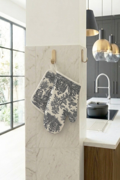 DEKOMOD 2-Piece Kitchen Glove Set French Country Pattern Thermally Insulated ...