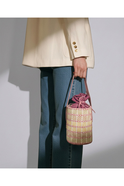 Uttu Handmade El Dokuma Kadın Kova Çanta - Gün Batımı Kova Çanta - 15x20,5 cm