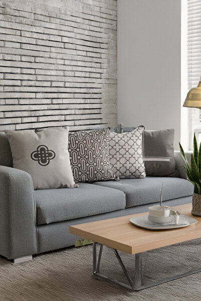 ASDİVA Σετ 4 διακοσμητικών καλυμμάτων μαξιλαριών με μοντέρνα γεωμετρικά σχέδι...