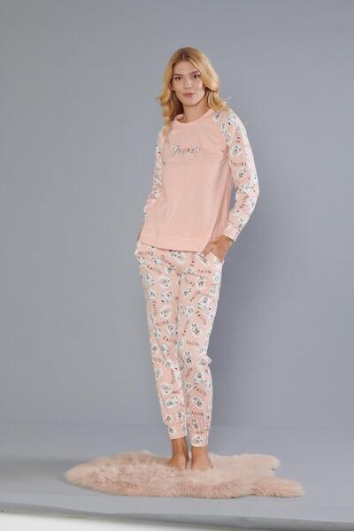 DOWRY Women's Cotton Cute Pattern Long Sleeve Winter Pajamas Set 09-274