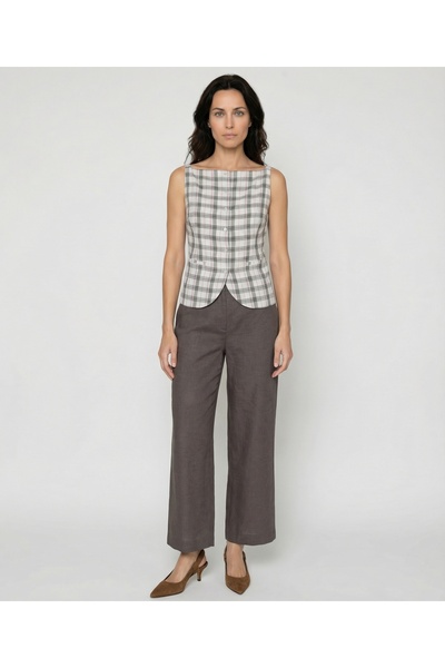 Yargıcı Fitted Kare Yaka Askılı Bluz