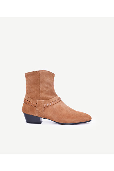 Yargıcı Western Leather Boots with Knitted Saddle Detail