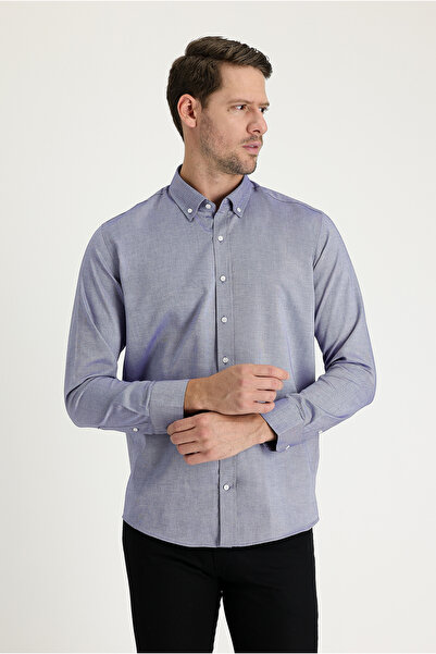 Kiğılı Cămașă cu mânecă lungă, slim fit, din bumbac Oxford, cu guler cu nasturi