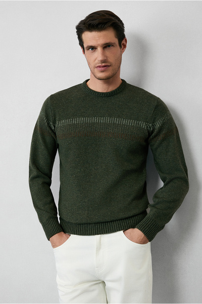 Kiğılı Woolen Patterned Crew Neck Knitwear Sweater - Regular Fit