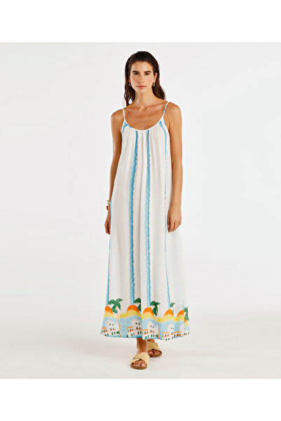 Yargıcı İnce Askılı Kolsuz Uzun Elbise