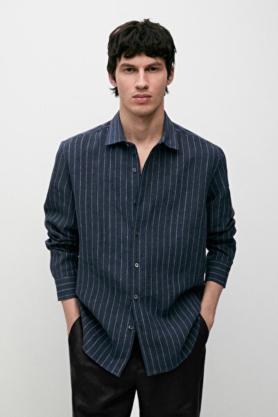 Massimo Dutti 100% linen striped shirt