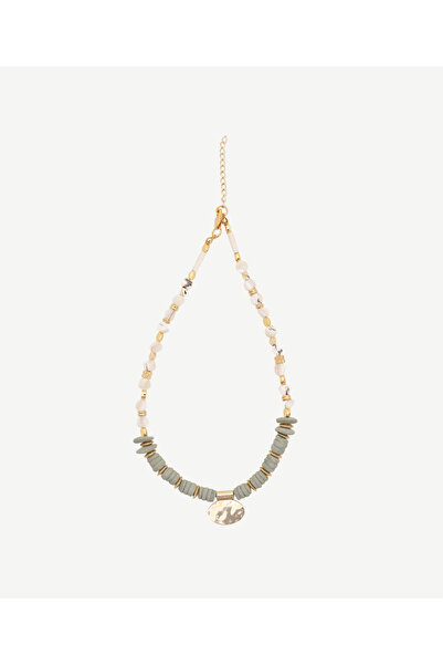 Yargıcı Doğal Taş Ve Seramik Detaylı Kolye