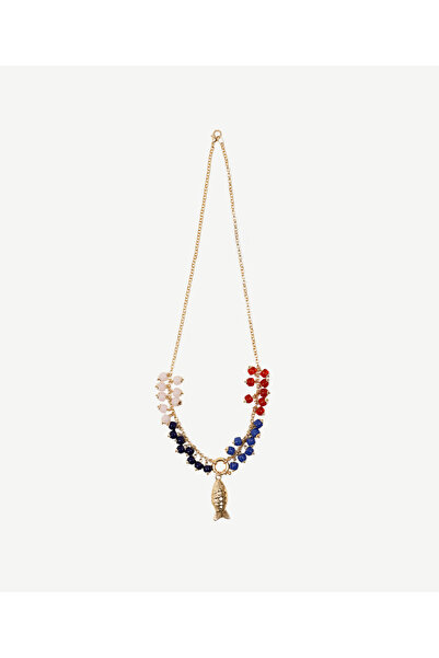 Yargıcı Cam Taş Detaylı Balık Uçlu Kolye