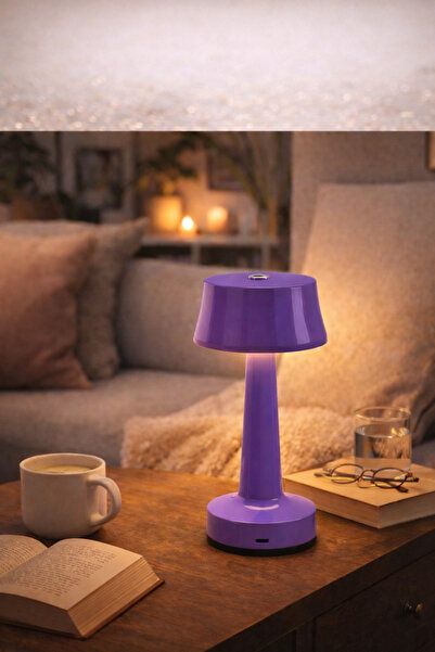 ZENLİGHT Şarjlı Dokunmatik Metal Masa Lambası Kablosuz 3 Renk Işıklı LED Gece...
