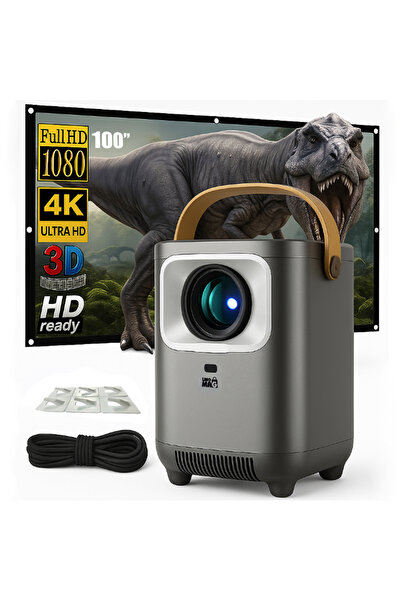 Linomag Set videoproiector inteligent portabil 4K UHD cu ecran, Linomag®, And...