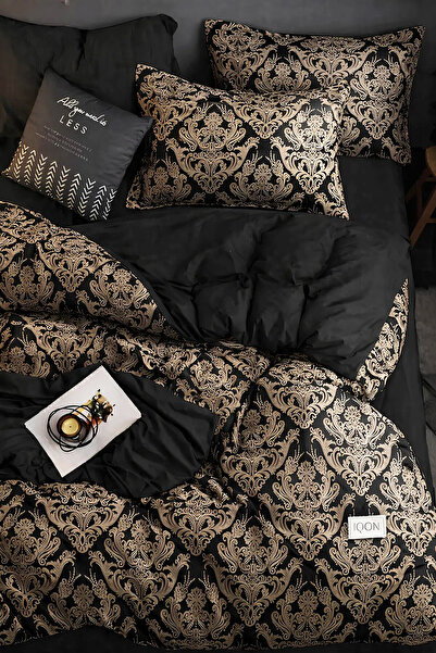 İQON Σετ Παπλωματοθήκη Μπεζ Damask Μονό Ελαστικό