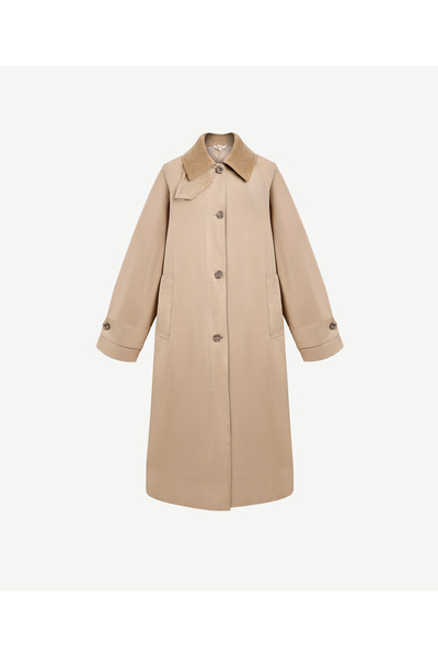 Yargıcı Wide Shirt Collar Long Sleeve Top Coat