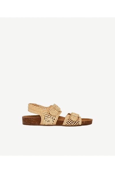 Yargıcı Double Band Buckled Straw Sandals