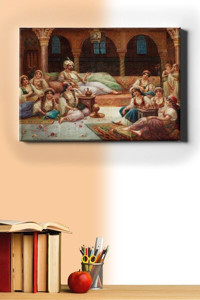 Sayılarla Boyama Seti Çerçeveli Kasnaklı Akşam Sefası 60x75 Cm
