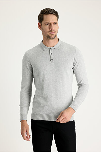 Kiğılı Pulover din bumbac cu guler polo, cu croiala regulata