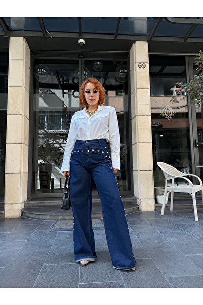 Bak'ap Pantaloni din denim cu design premium și ținte decorative denim