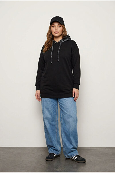 Stil Diva Світшот з довгими рукавами, капюшоном та кишенями для великих розмі...