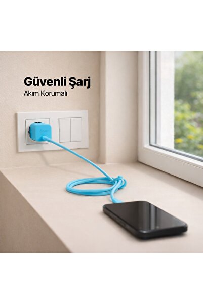 Ttec SmartCharger GAN 45W AVS PD Seyahat Hızlı Şarj Aleti + USB-C - USB-C 3A Kablo Neon