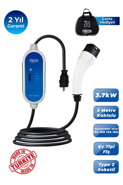 HIMS HCTK-G-3 3.7kW Ev Tipi Taşınabilir Elektrikli Araç Şarj İstasyonu