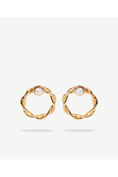 Yargıcı Yapay İnci Detaylı Halka Küpe