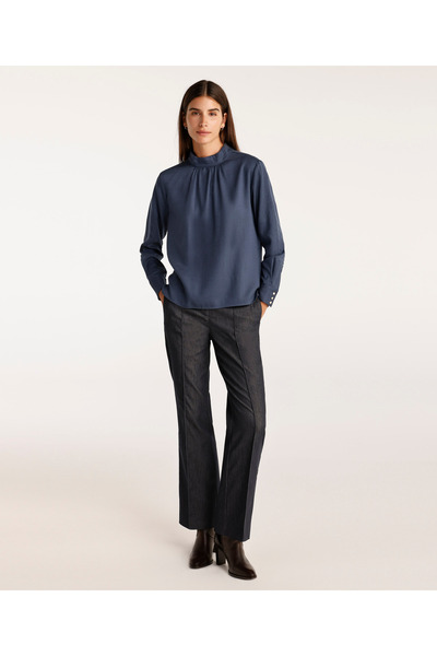 Yargıcı Shirring Detailed Stand Collar Blouse