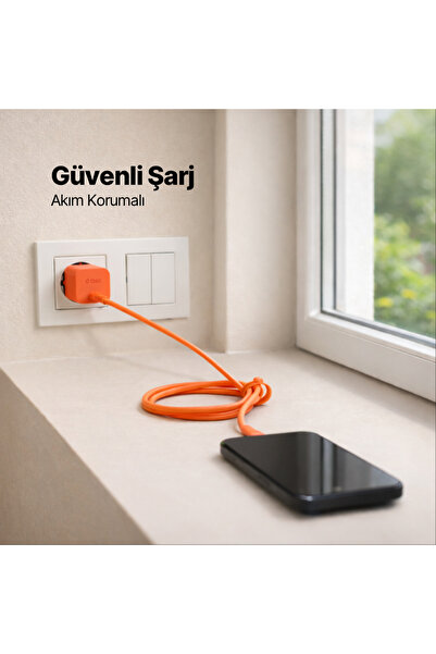 Ttec SmartCharger GAN 45W AVS PD Seyahat Hızlı Şarj Aleti + USB-C - USB-C 3A Kablo Neon