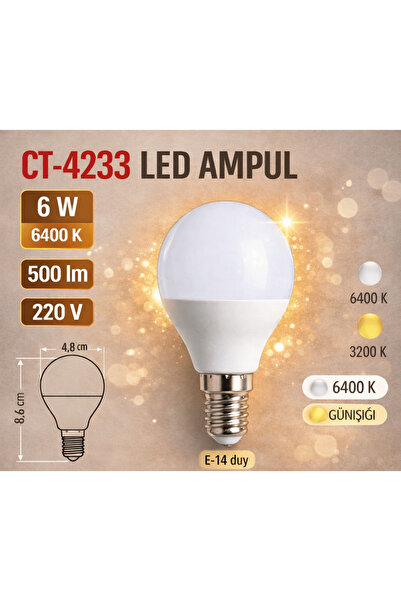 Cata CT-4233 LED AMPUL BEYAZ 6400K 6W