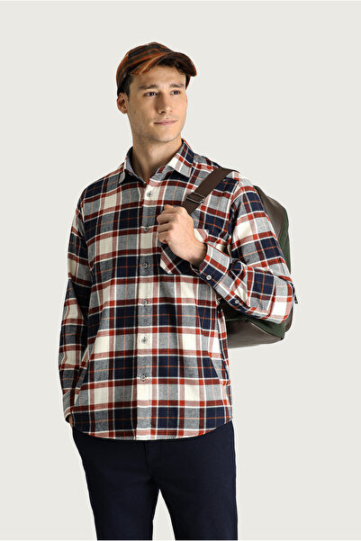 Kiğılı Cămașă sport din bumbac, cu mânecă lungă, în carouri, cu ajustare normală