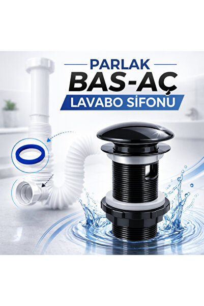 DESIPHON Parlak Bas-Aç (Pop-Up) Lavabo Gider Süzgeç Sifonu – Lavabo Gider Bor...
