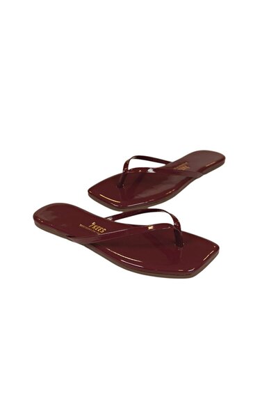 Tkees Γυναικείες λουστρίνι Claret Red Square Toe Daily Stylish Παντόφλες