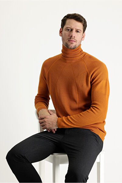 Kiğılı Turtleneck Slim Fit Slim Fit Patterned Cotton Knitwear Sweater