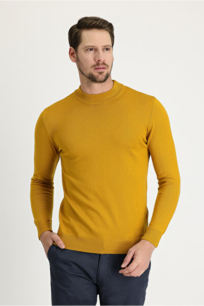 Kiğılı Pulover din tricot din bumbac cu jumătate de gât țesut regular