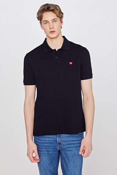 WRANGLER Regular Fit Normal Kesim Polo Yaka %100 Pamuk Siyah Tişört
