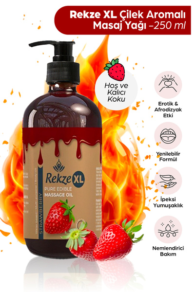 Rekze Masaj Yagı Çilek Arom Erotik Etkili Büyük Boy Vucut Çilekli 250 ml