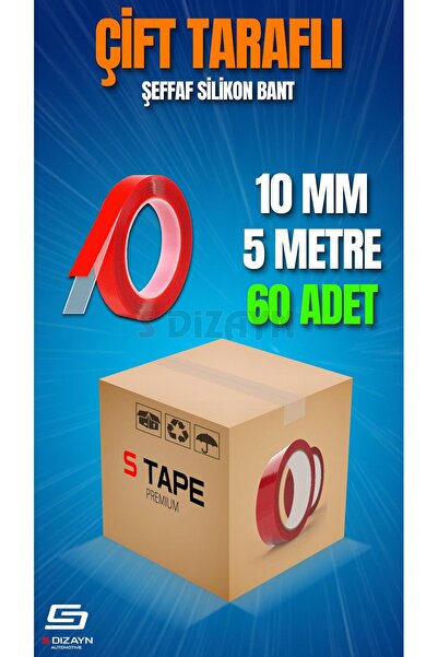 S Dizayn S-Dizayn Çift Taraflı Bant 10mm x 5 Metre Şeffaf Silikon VHB Bant 60...