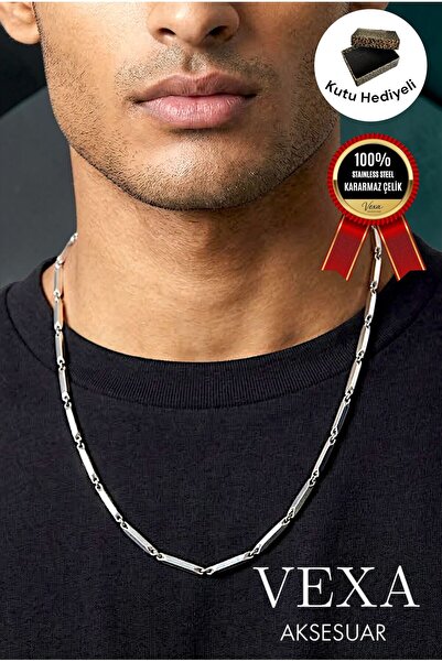 Vexa Aksesuar Imported Matchstick Bamboo Cube Model Steel Necklace – Special ...