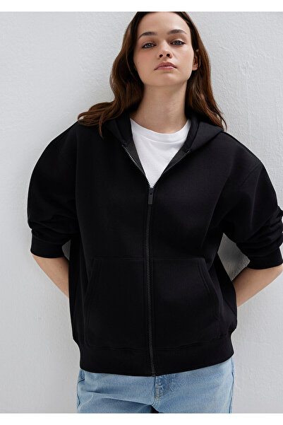 Mavi Logo Embroidery Detailed Hooded Black Sweatshirt 1S10532-900