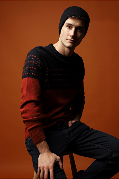 Kiğılı Pulover din tricotaje cu model slim cu gât crew