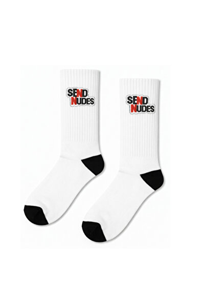 CARNAVAL SOCKS Send Nu.Es Written Unisex White Sport Socks
