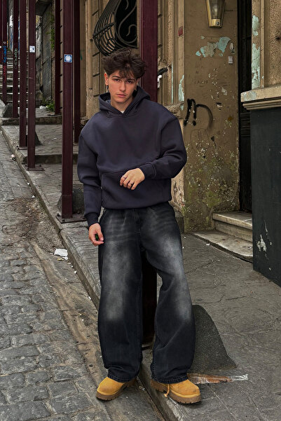 Sekizbiraltı Basic Oversize Unisex Füme Hoodie