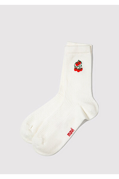 Mavi Tomato Embroidered White Socks 1913909-620