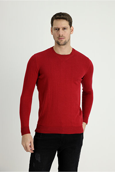 Kiğılı Pulover din bumbac cu modele, slim fit, cu decolteu